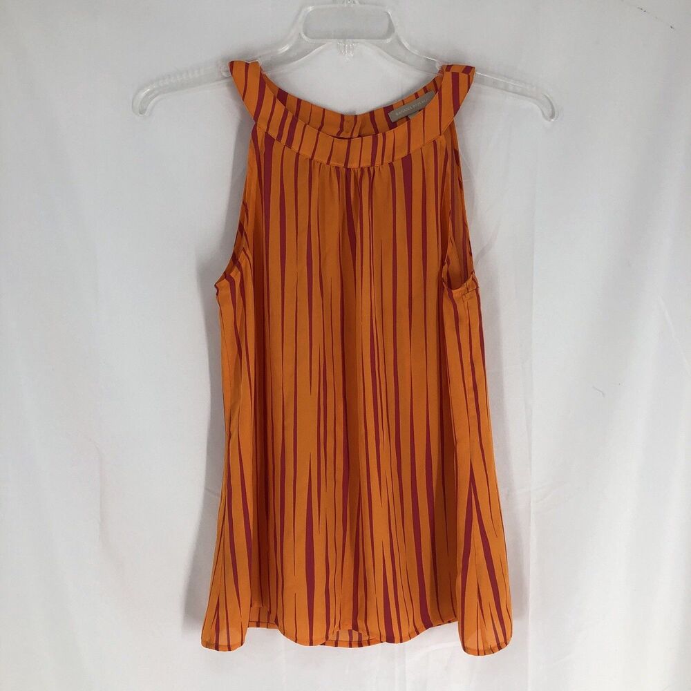 Banana Republic Zebra Stripe Sheer Tank Geometric Cutout Back Size 6